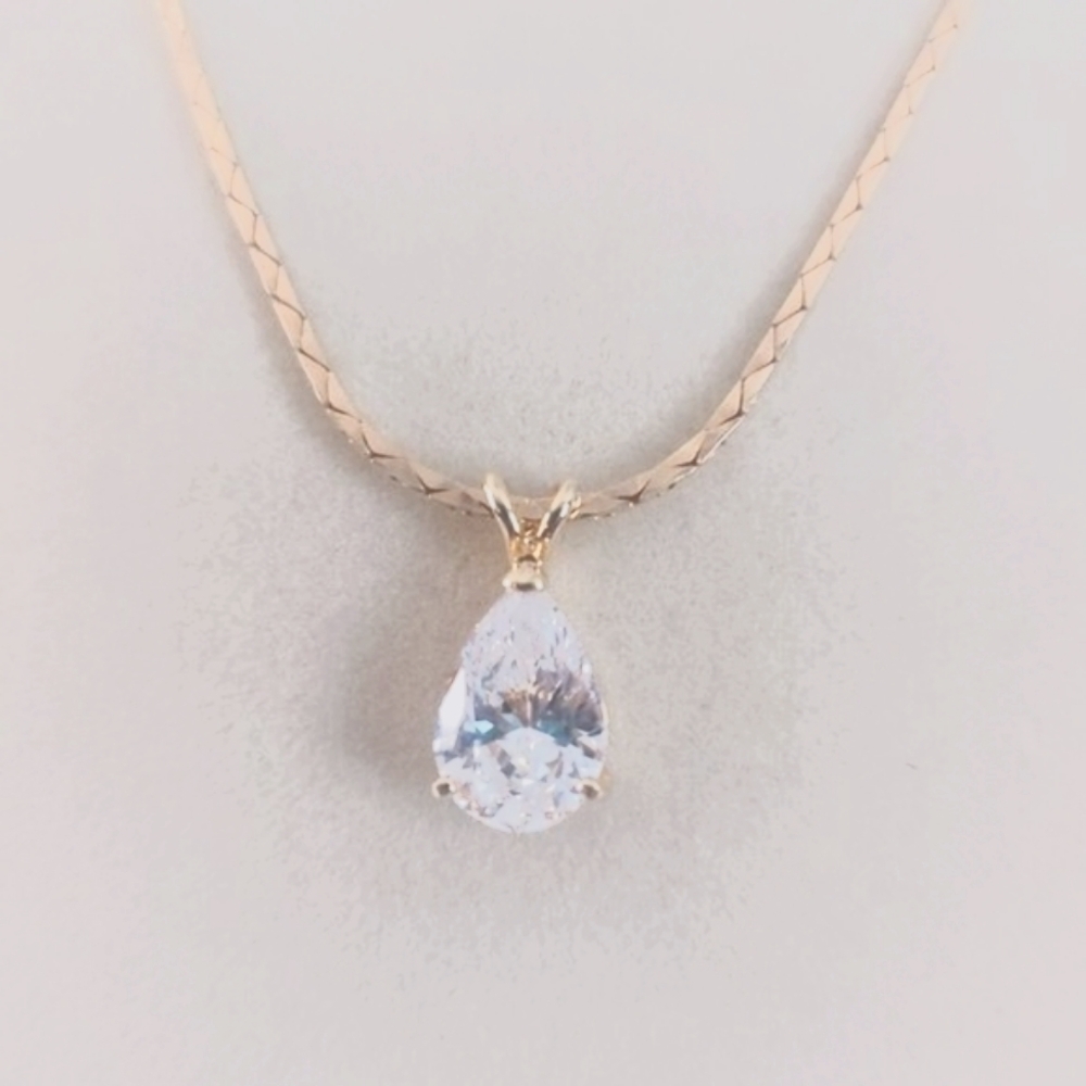 Vargas H.G.E. Faux Diamond Tear Drop Necklace Vintage 1940's 17 Inches - Picture 3 of 11
